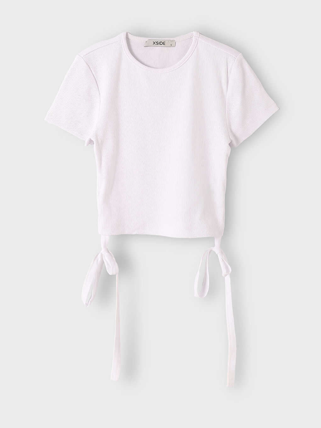 Beyaz Bisiklet Yaka İpli Crop