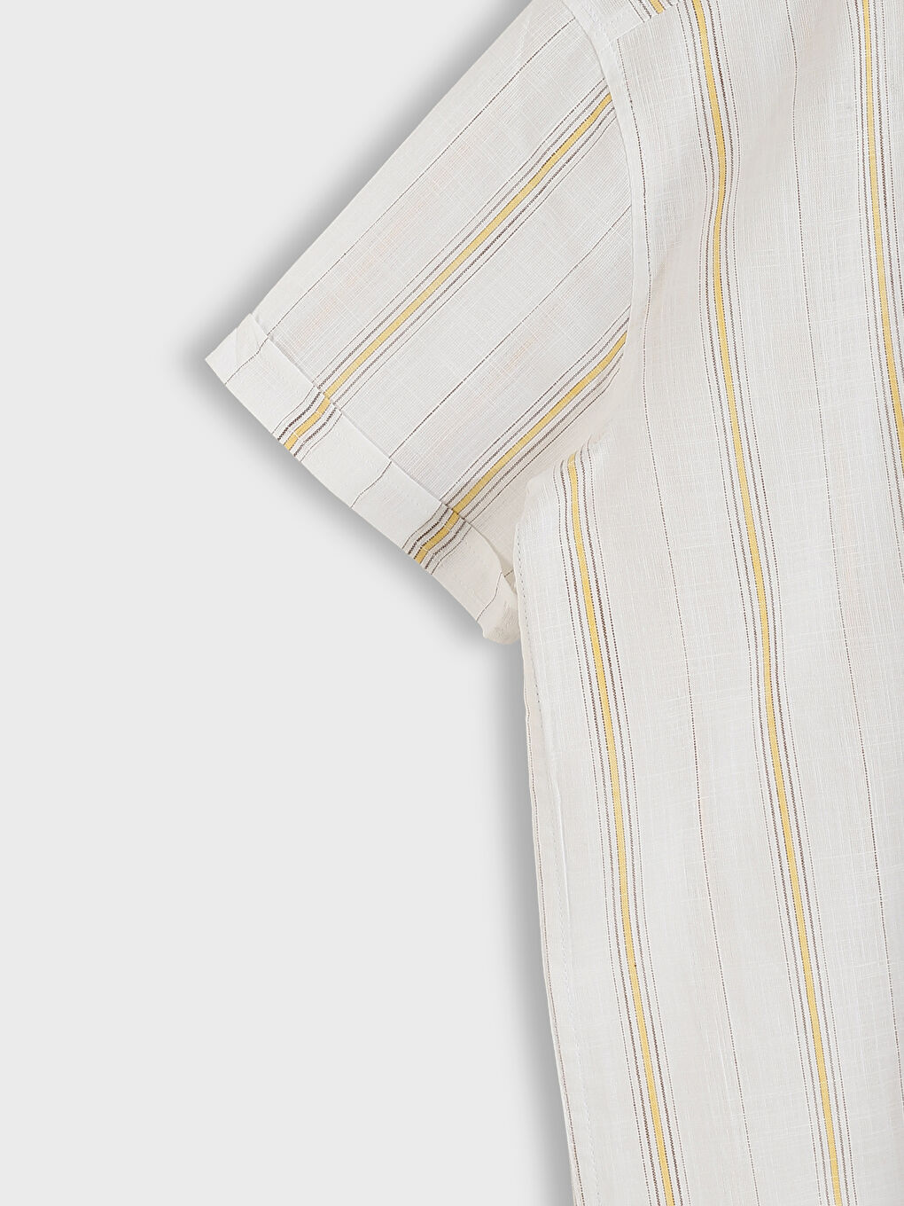 ұлдарға арналған жолақты қысқа жең тік жағалы жейде-4