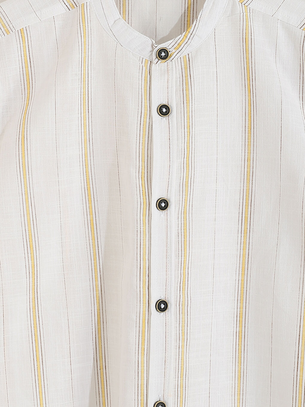 ұлдарға арналған жолақты қысқа жең тік жағалы жейде-5