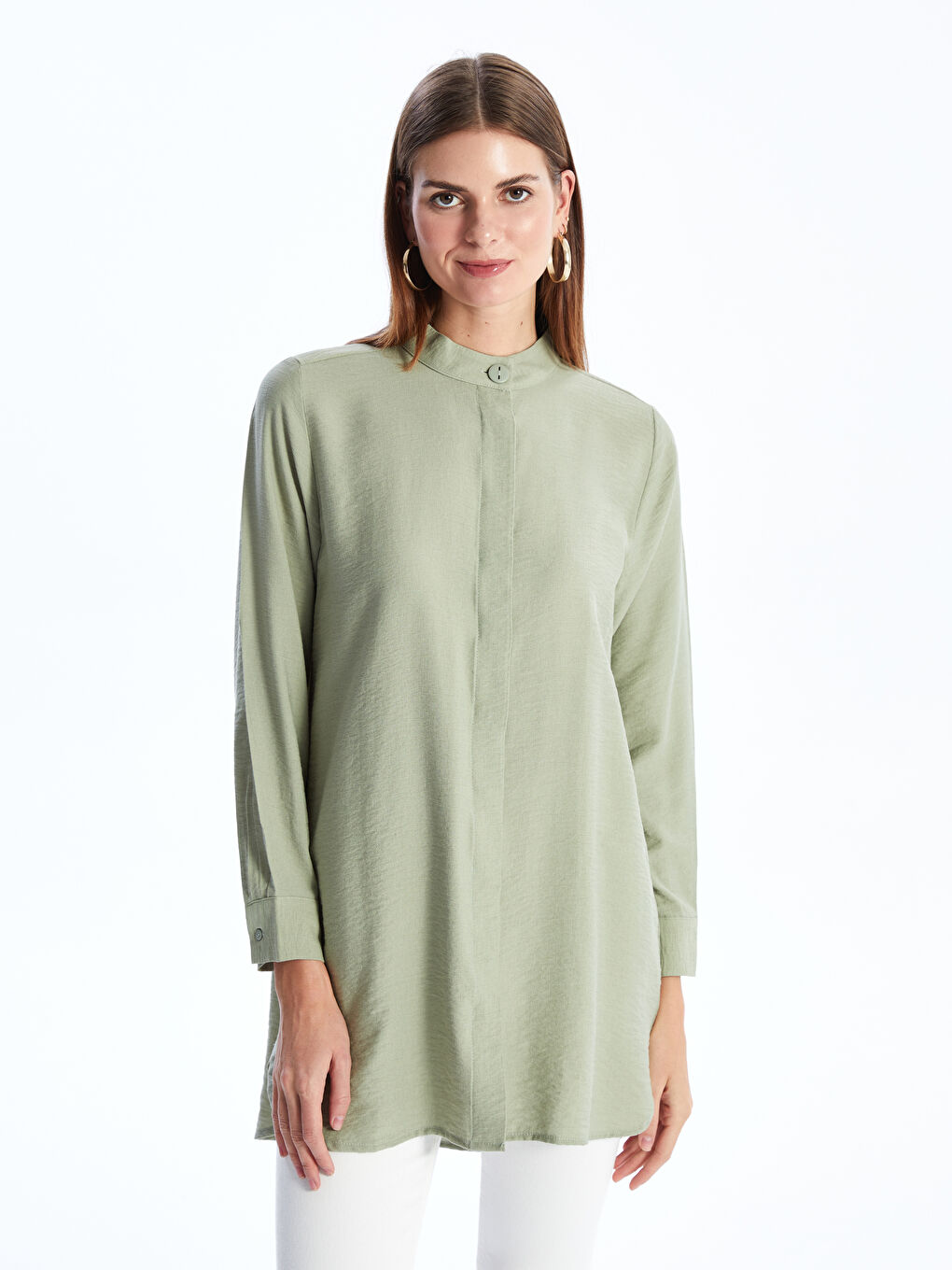 Grandad Regular Long Sleeve Women's Tunic -S46949Z8-GHY