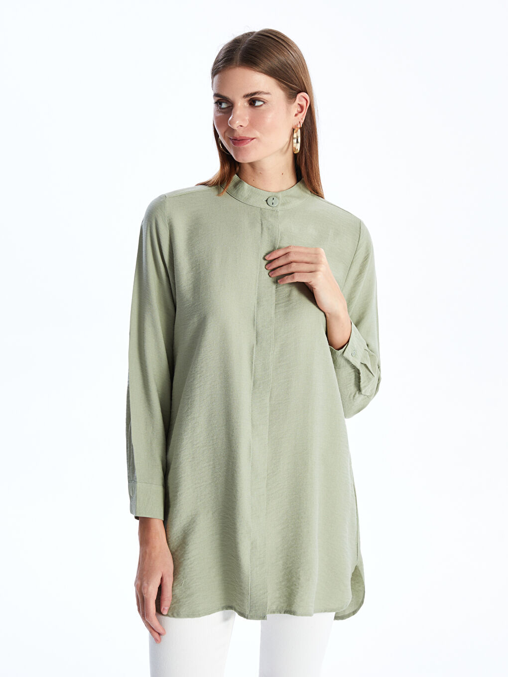 Grandad Regular Long Sleeve Women's Tunic -S46949Z8-GHY