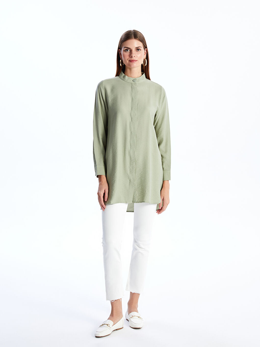 Grandad Regular Long Sleeve Women's Tunic -S46949Z8-GHY