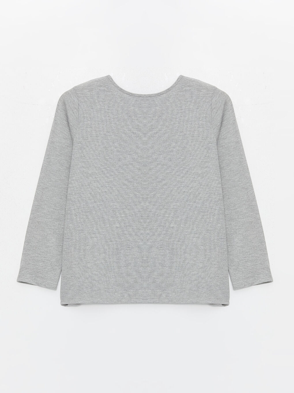 Gri Bisiklet Yaka Desenli Uzun Kollu Kadın Bluz-6