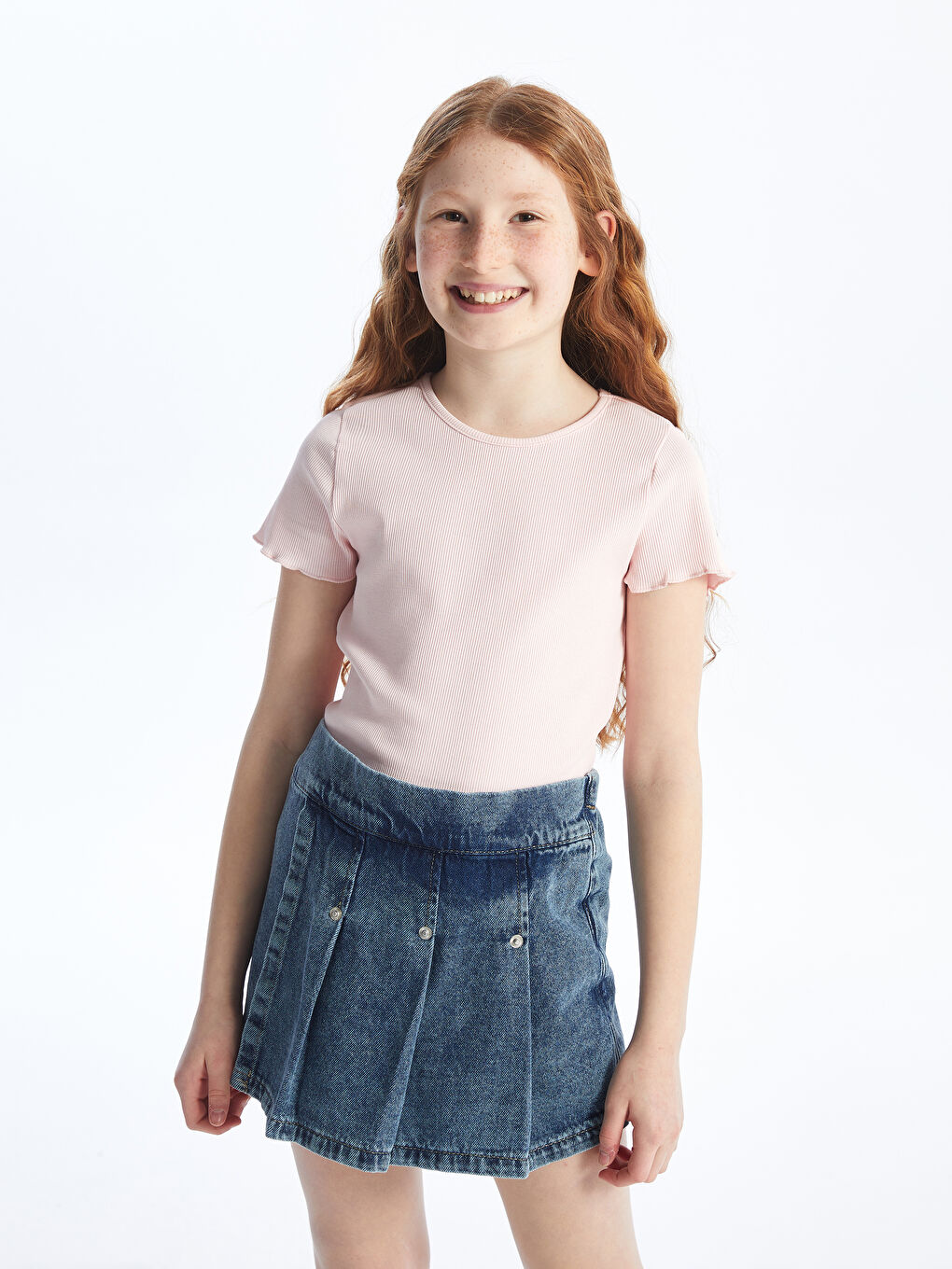 Crew Neck Basic Short Sleeve Girls T-Shirt -S46961Z4-QVR