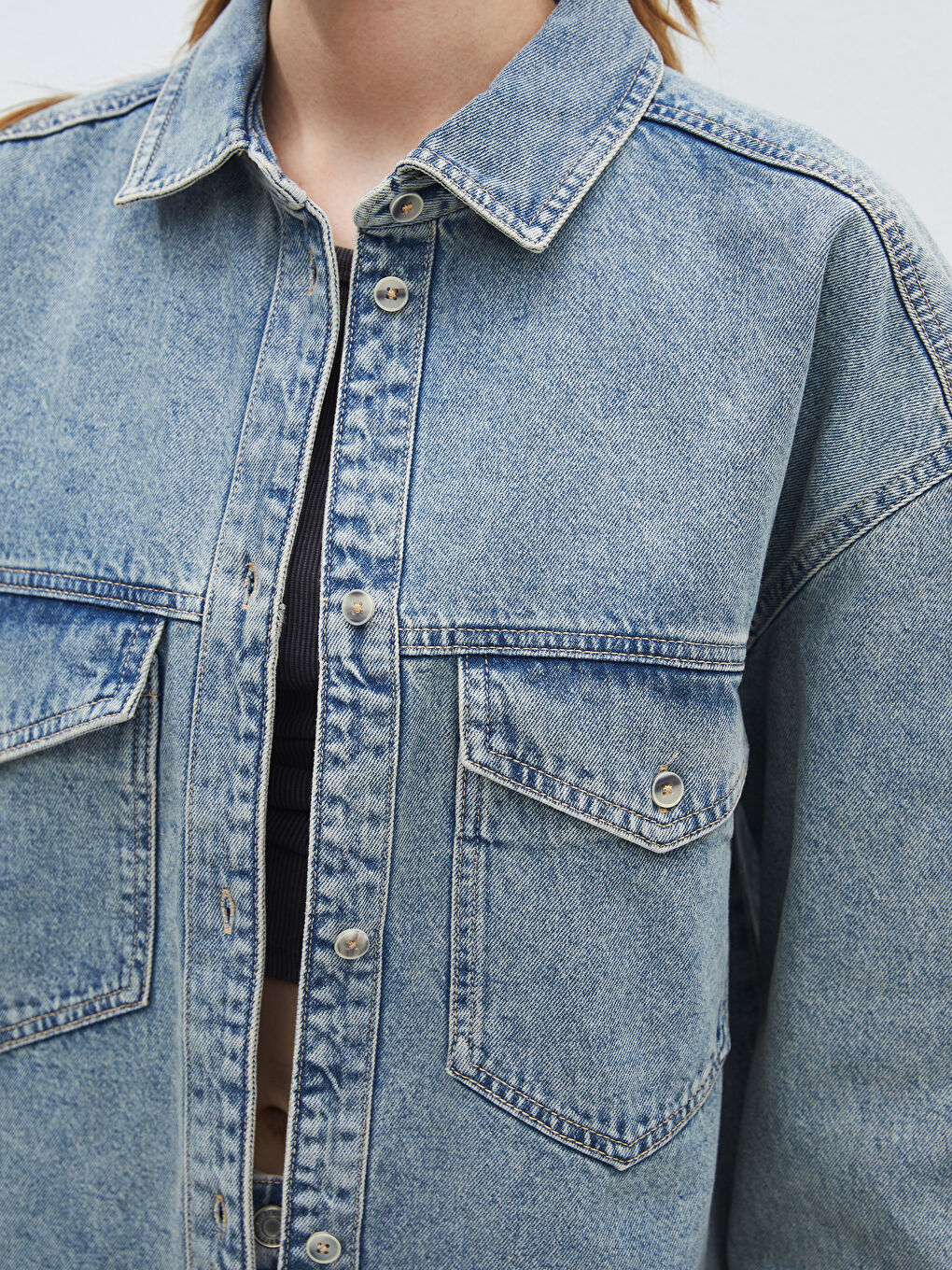 Oversize Women's Denim Shirt Jacket -S46964Z8-311