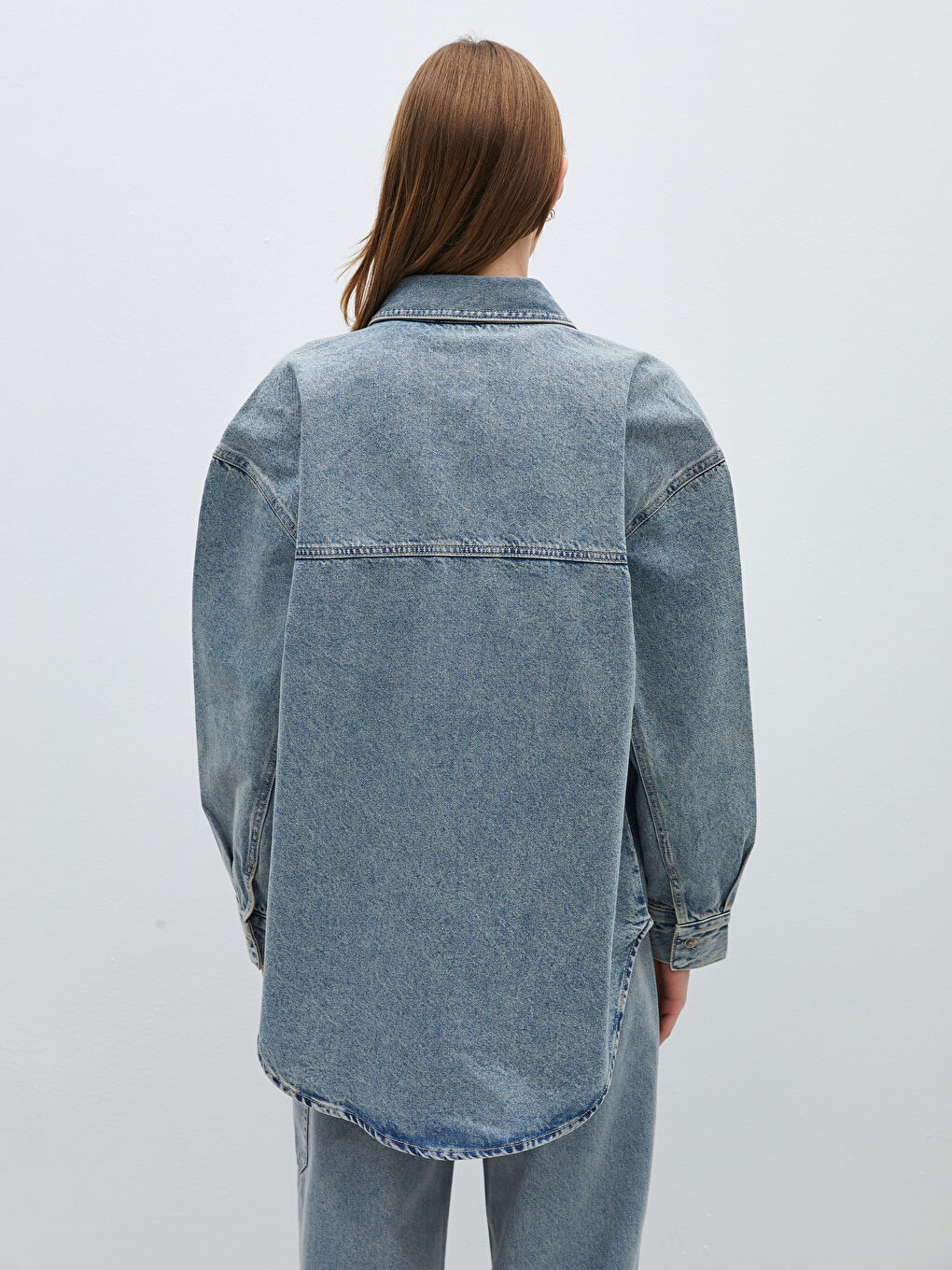 Oversize Women's Denim Shirt Jacket -S46964Z8-311
