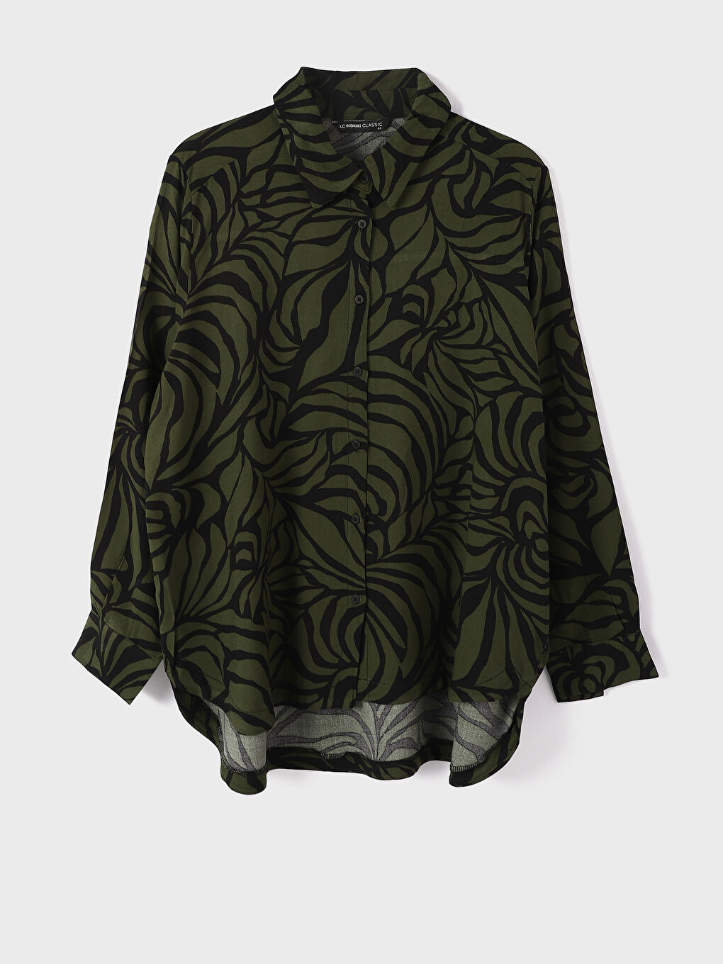 قميص نسائي كم طويل منقوش