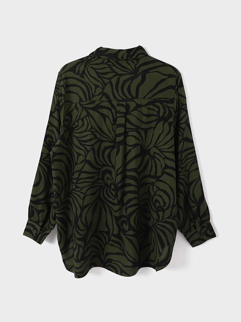 قميص نسائي كم طويل منقوش-2