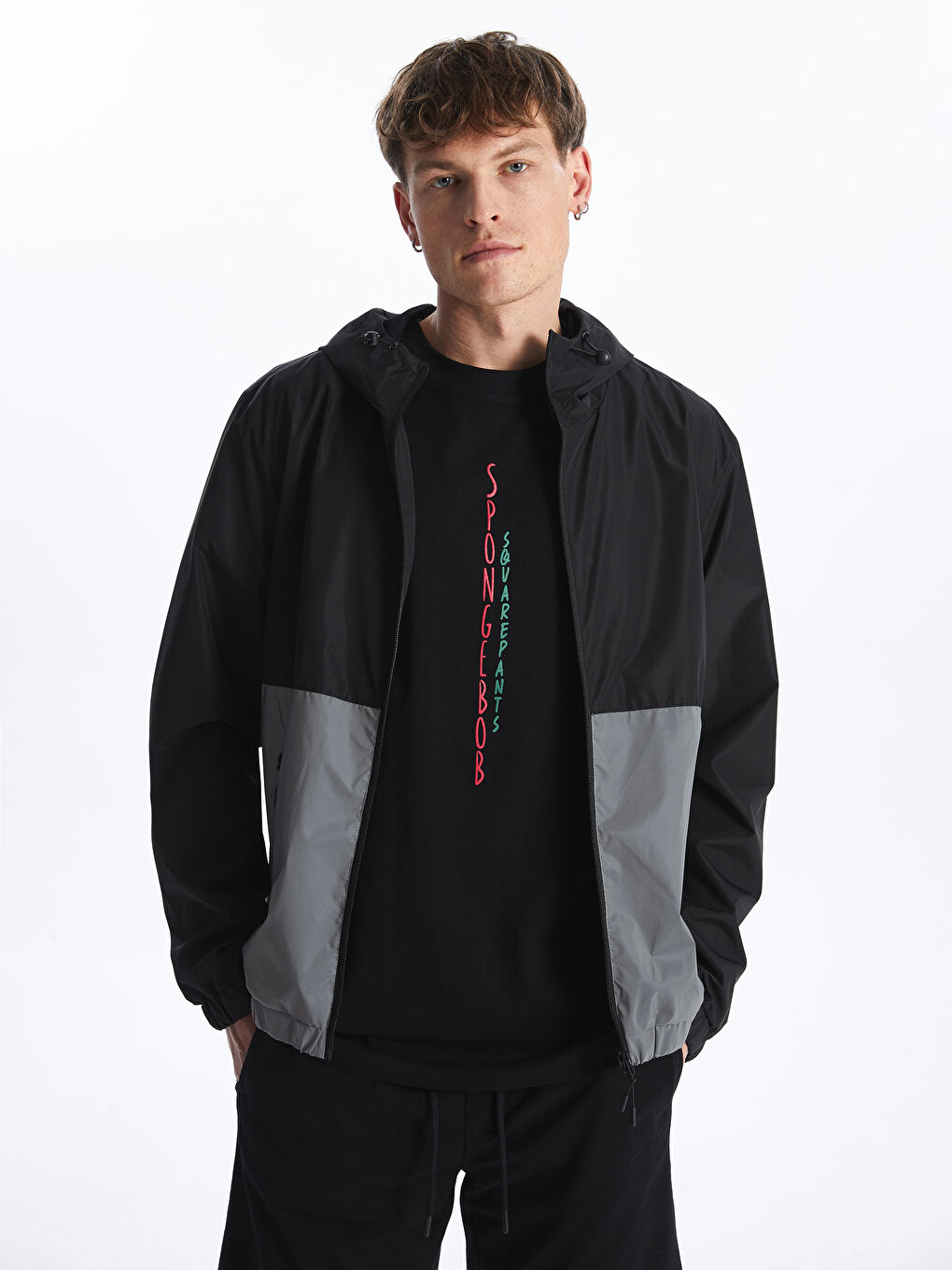 ерлерге арналған стандартты пішім капюшонды пальто