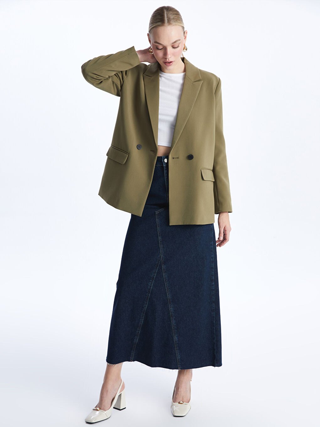 Ženska blazer jakna od krepa -S46993Z8-H2T