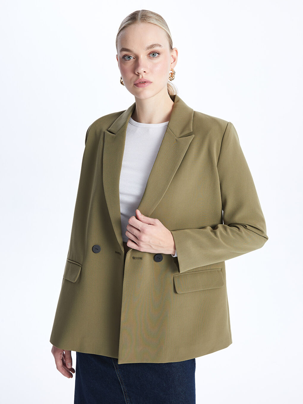 Ženska blazer jakna od krepa -S46993Z8-H2T