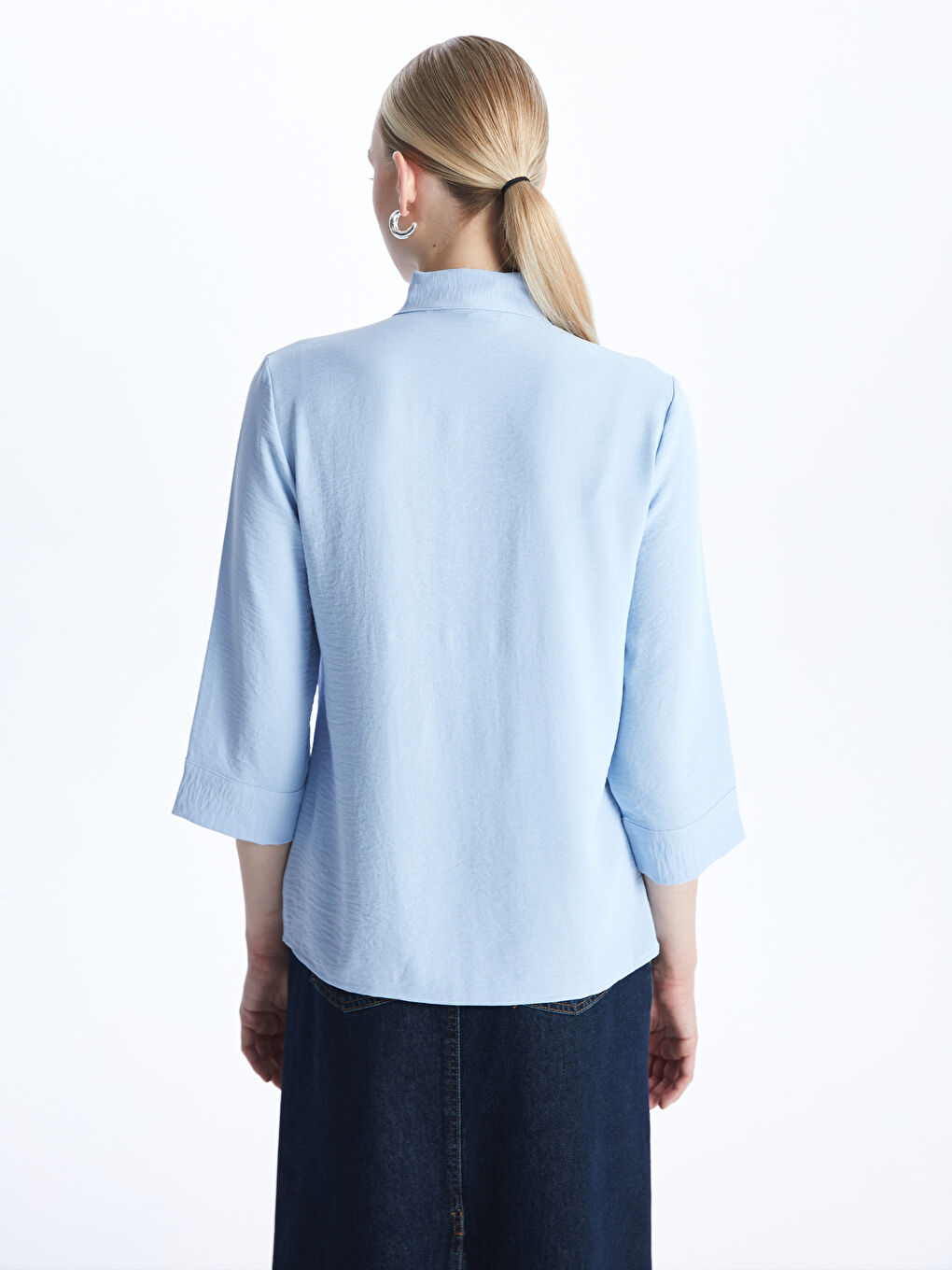LCWAIKIKI Classic Women's V Neck Plain Shirt -S46996Z8-FMR