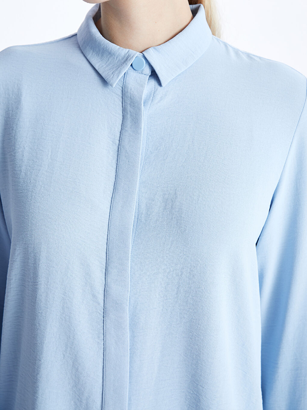 Plain Long Sleeve Women's Shirt Tunic -S47009Z8-FMR