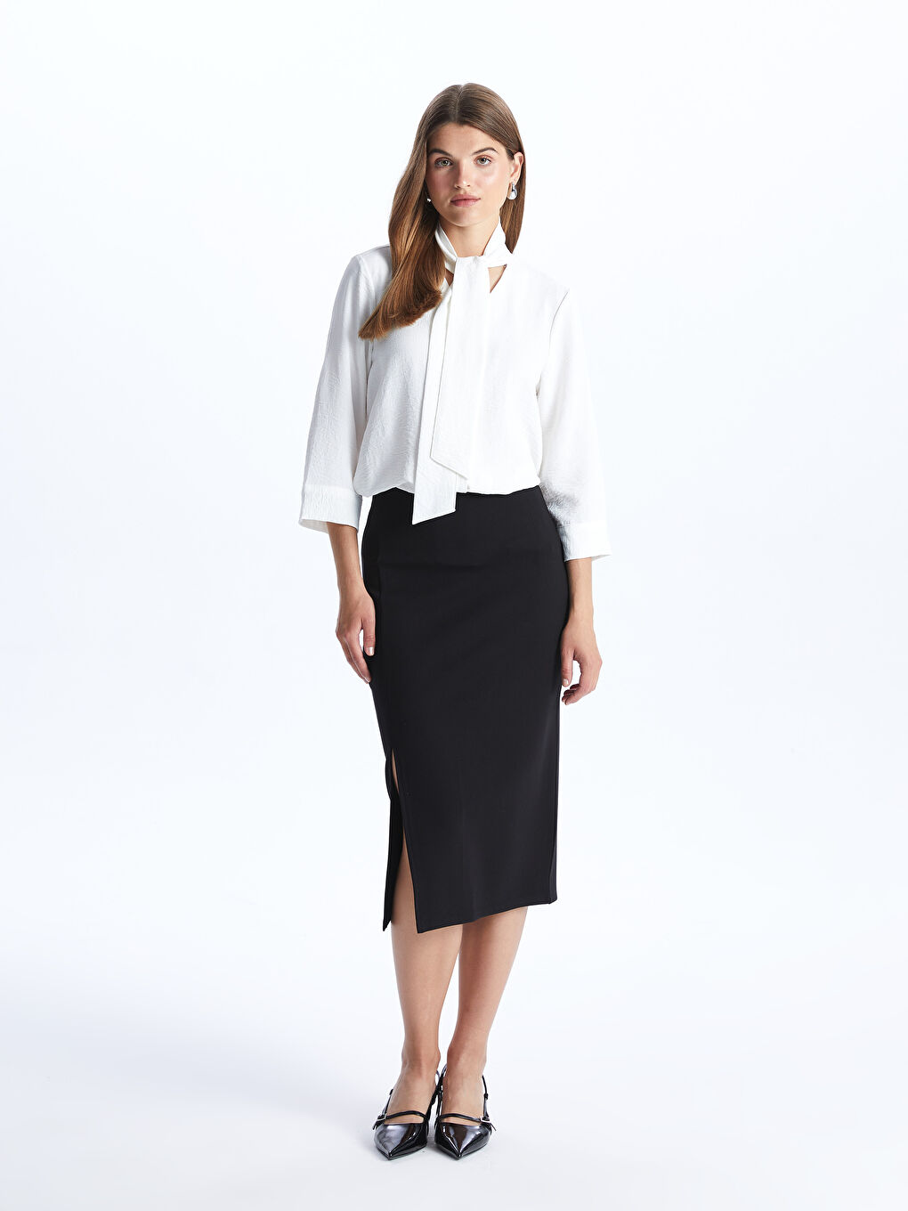 LC Waikiki Women's Slim Fit Plain Pencil Skirt -S47014Z8-CVL