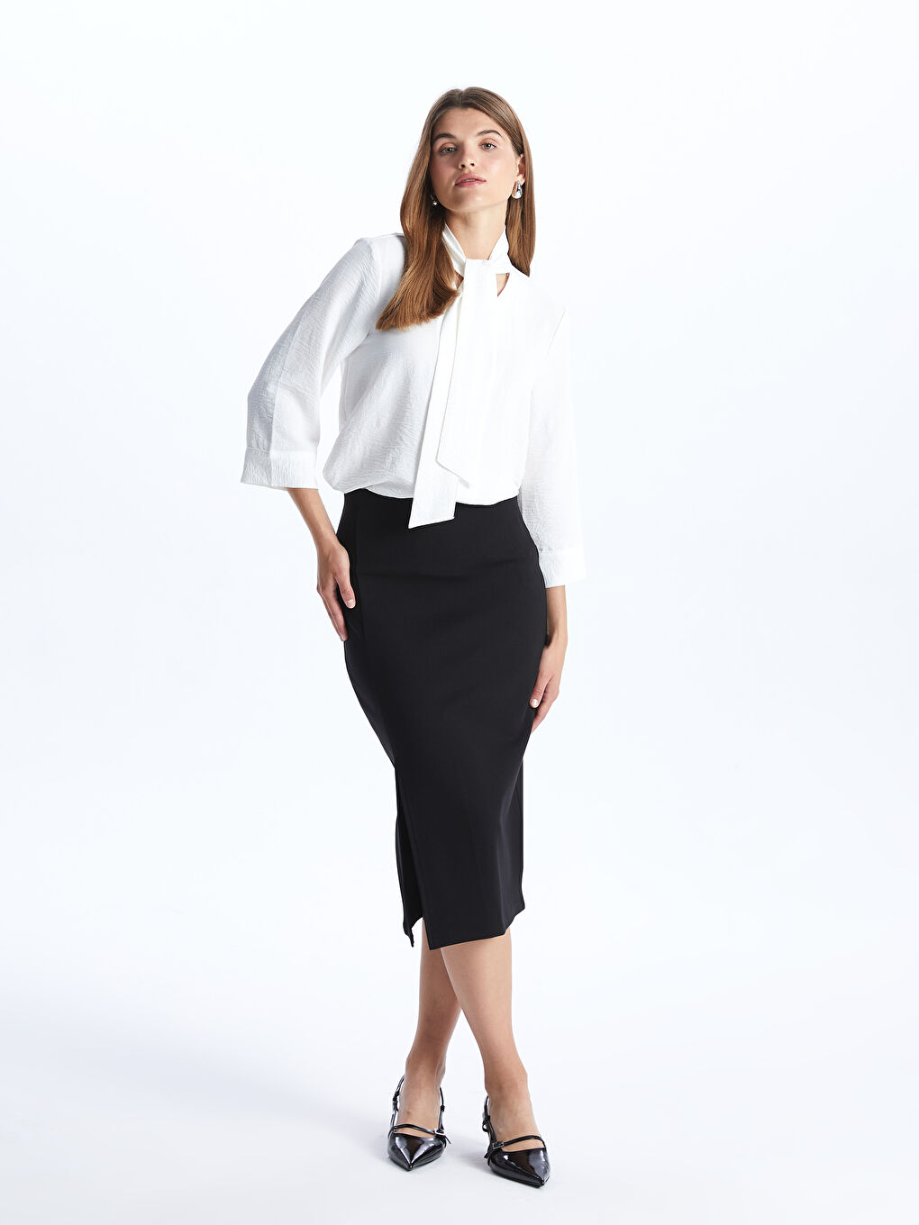 LC Waikiki Women's Slim Fit Plain Pencil Skirt -S47014Z8-CVL