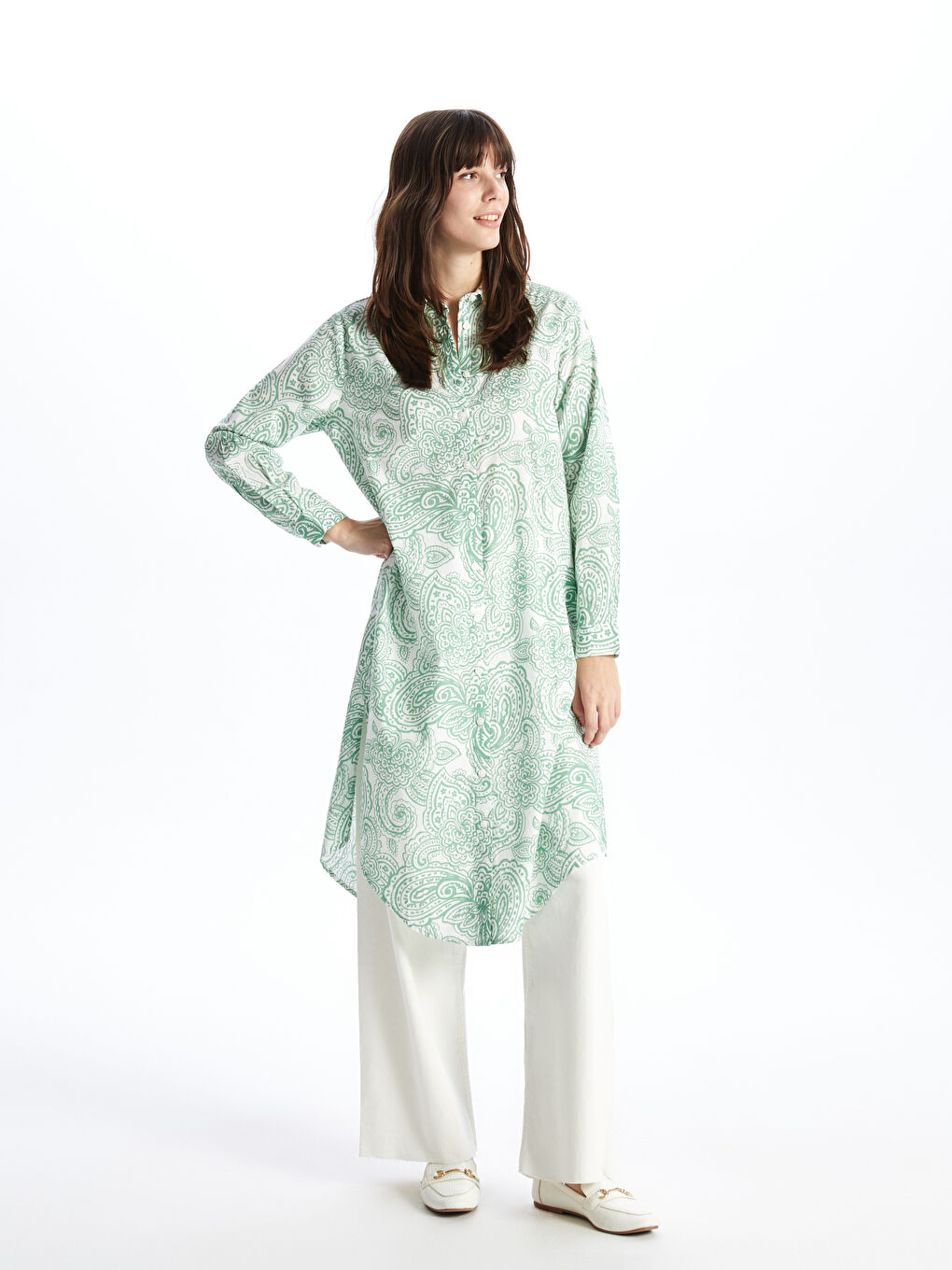 Patterned Women's Shirt Tunic -S47017Z8-LRR