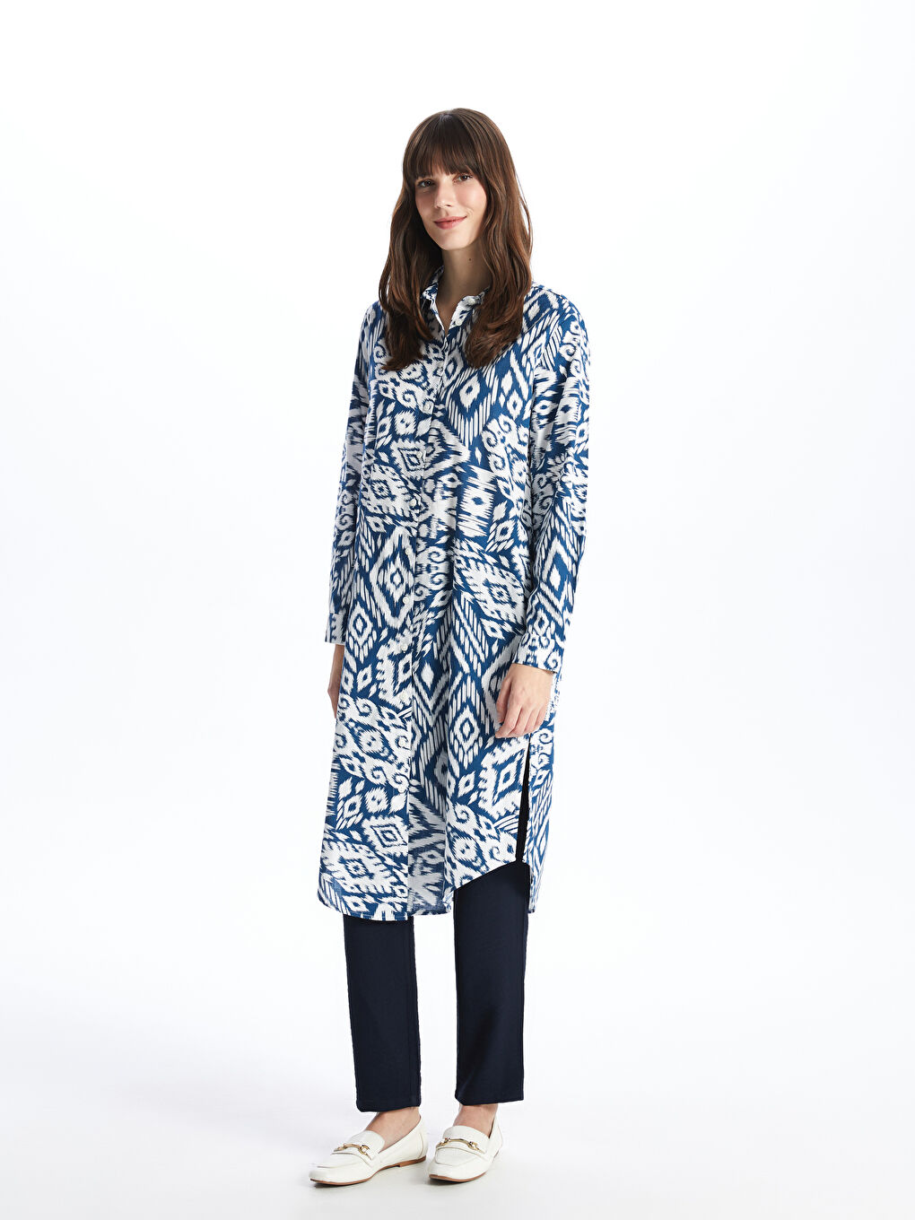 Patterned Women's Shirt Tunic -S47017Z8-LSJ
