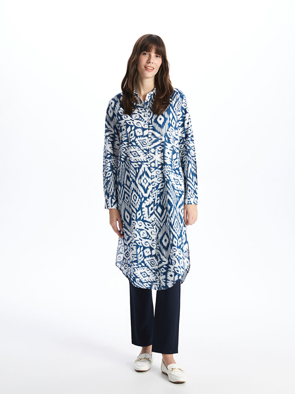 Patterned Women's Shirt Tunic -S47017Z8-LSJ