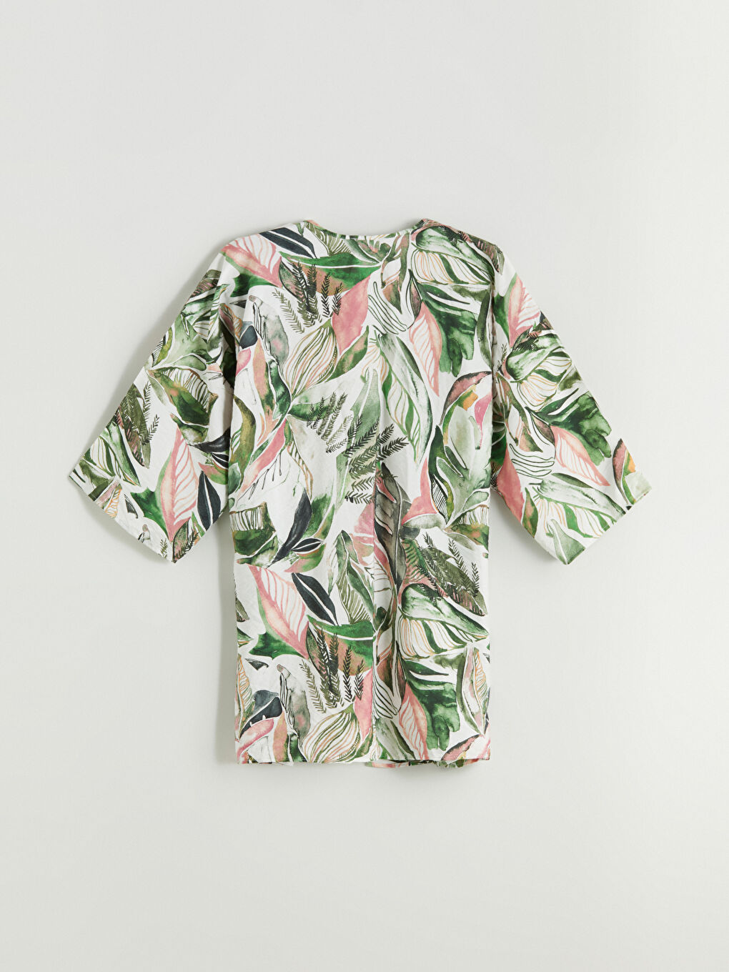 كيمونو نساء واسع زهري ياقة شال-6