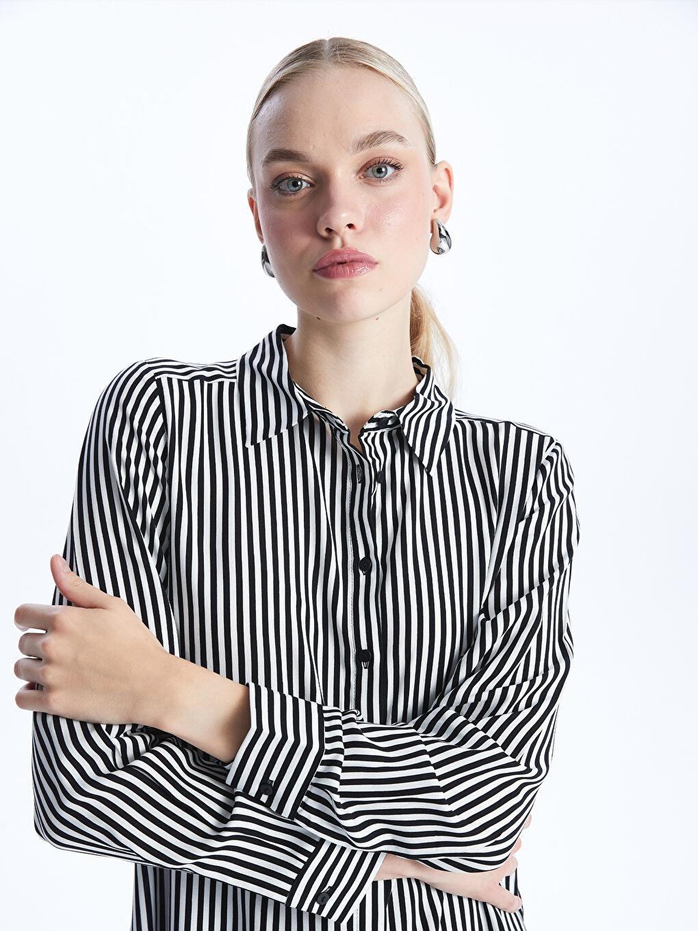 Striped Long Sleeve Women's Shirt-1
