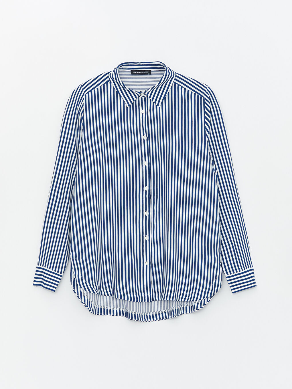 Полосатая рубашка с длинным рукавом для женщин-5