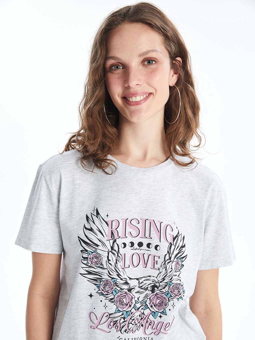 LCW Vision Crew Neck Printed Short Sleeve Women's T-Shirt -S47049Z8-847