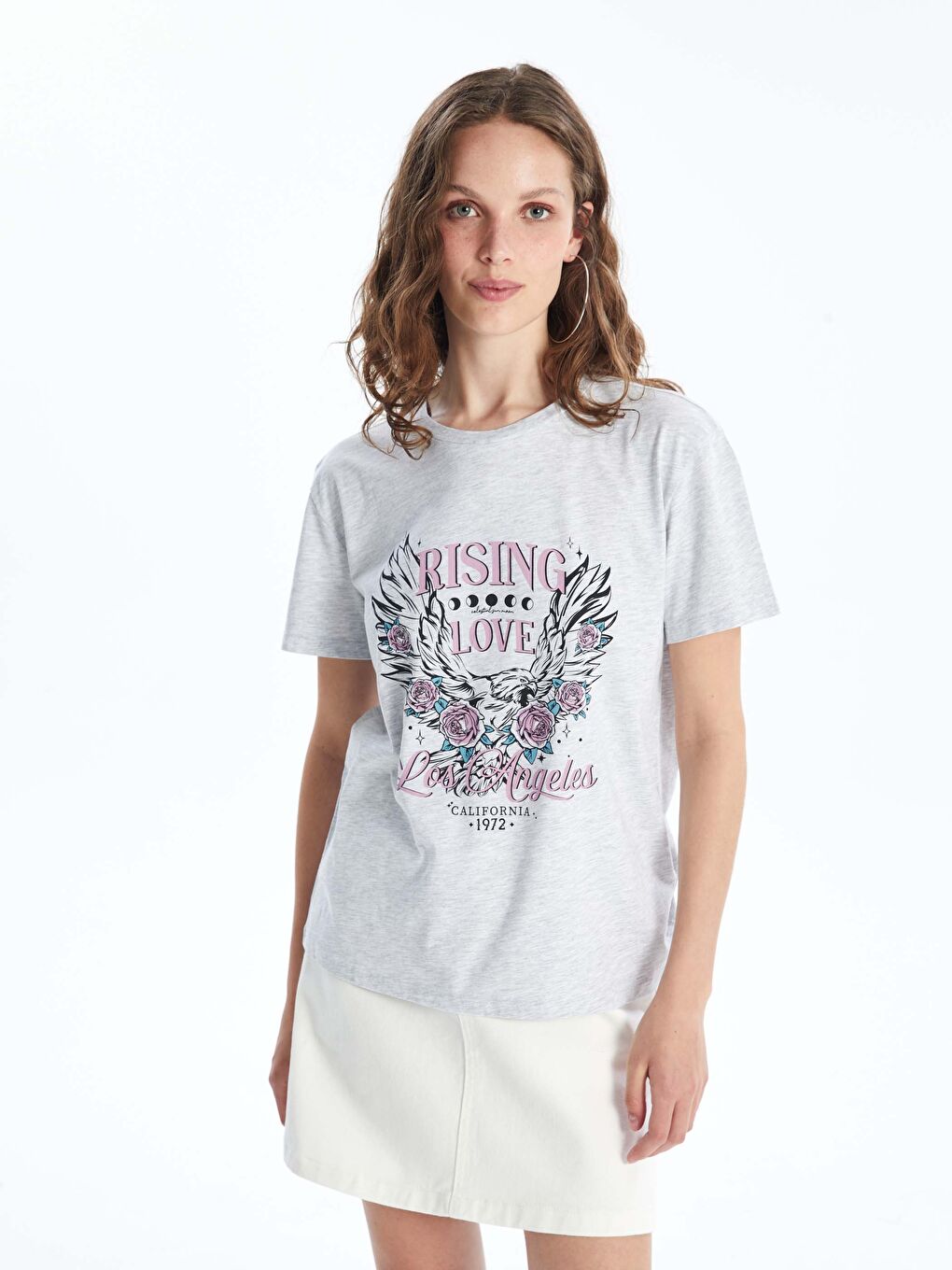 LCW Vision Crew Neck Printed Short Sleeve Women's T-Shirt -S47049Z8-847