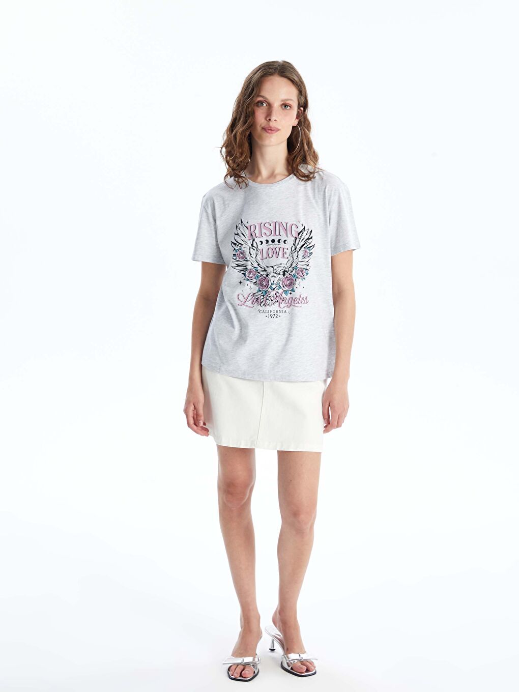 LCW Vision Crew Neck Printed Short Sleeve Women's T-Shirt -S47049Z8-847