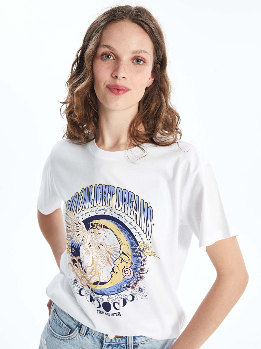 LCW Vision Crew Neck Printed Short Sleeve Women's T-Shirt -S47050Z8-Q6K