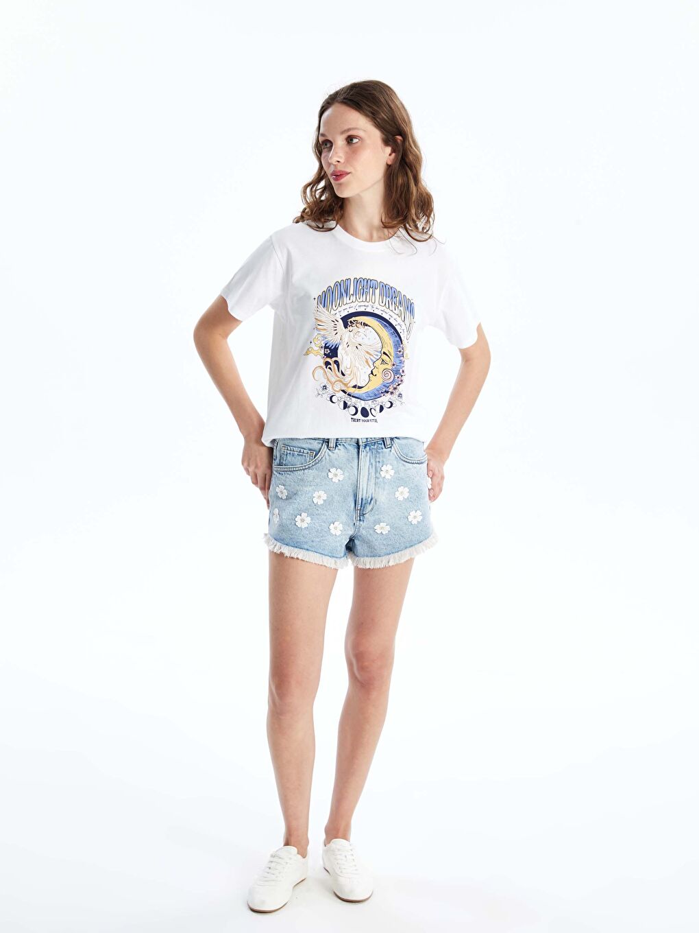 LCW Vision Crew Neck Printed Short Sleeve Women's T-Shirt -S47050Z8-Q6K