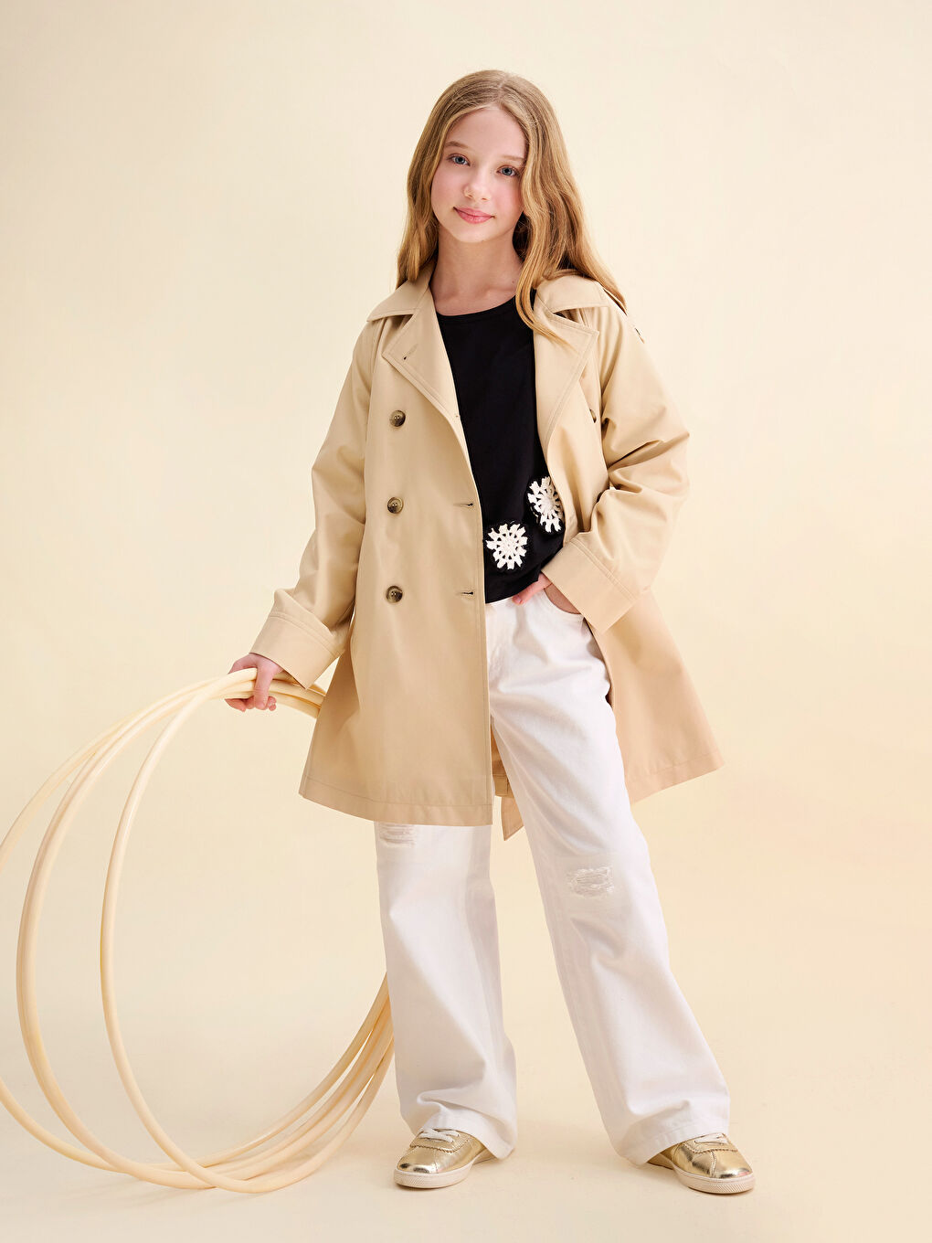 Girls' Trousers with Adjustable Elastic Waist -S47091Z4-FDU