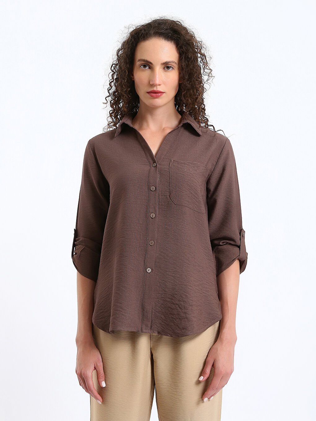 قميص سادة كم طويل للسيدات-1