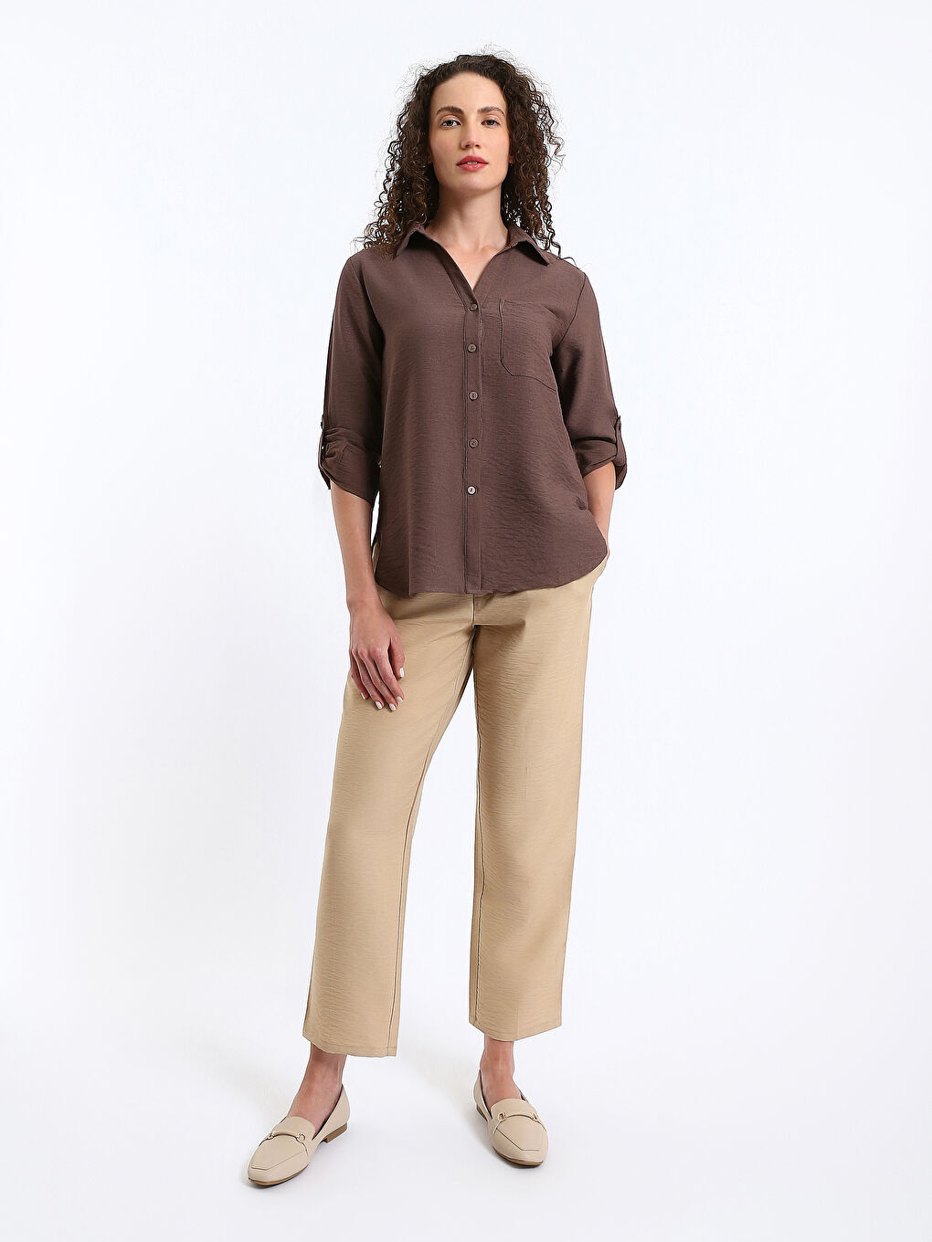 قميص سادة كم طويل للسيدات-2