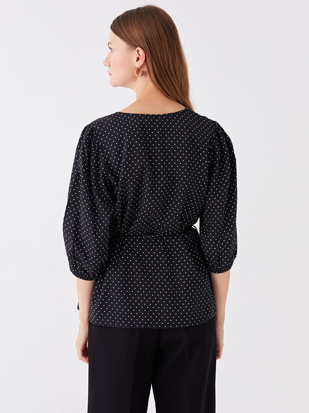 LC Waikiki V-Neck Polka Dot Women's Blouse -S47108Z8-LQJ