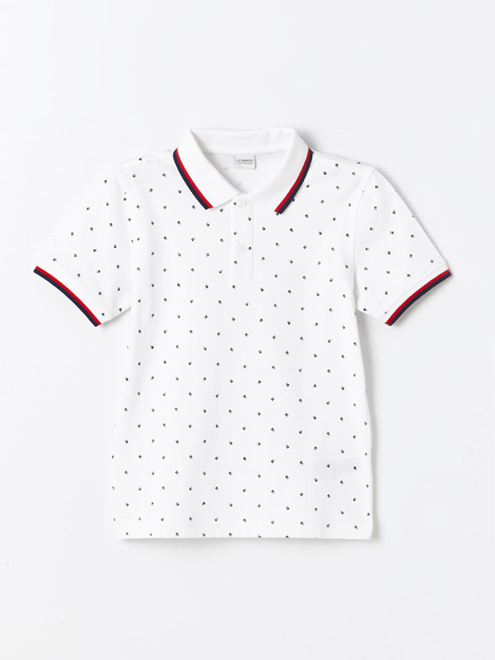 Beyaz Polo Yaka Baskılı Kısa Kollu Erkek Çocuk Tişört