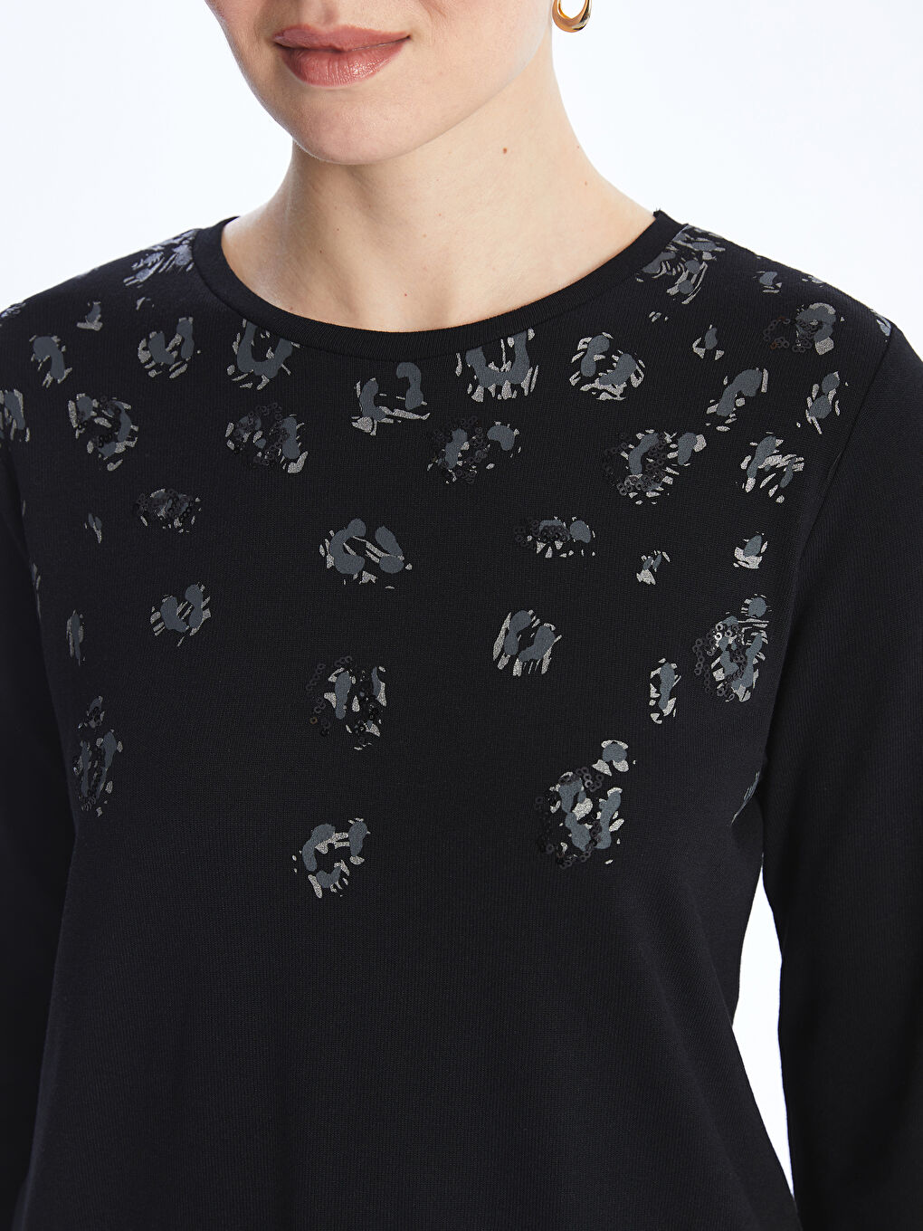 LCW Grace Crew Neck Patterned Long Sleeve Women's Blouse -S47129Z8-CVL