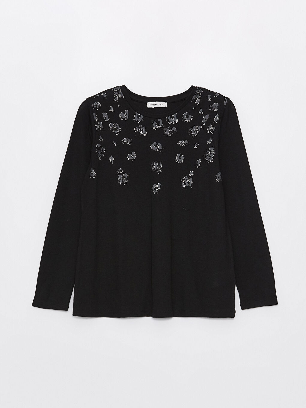 LCW Grace Crew Neck Patterned Long Sleeve Women's Blouse -S47129Z8-CVL