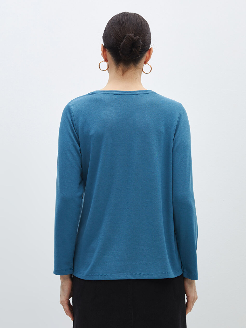 LCW Grace Crew Neck Patterned Long Sleeve Women's Blouse -S47129Z8-HMV