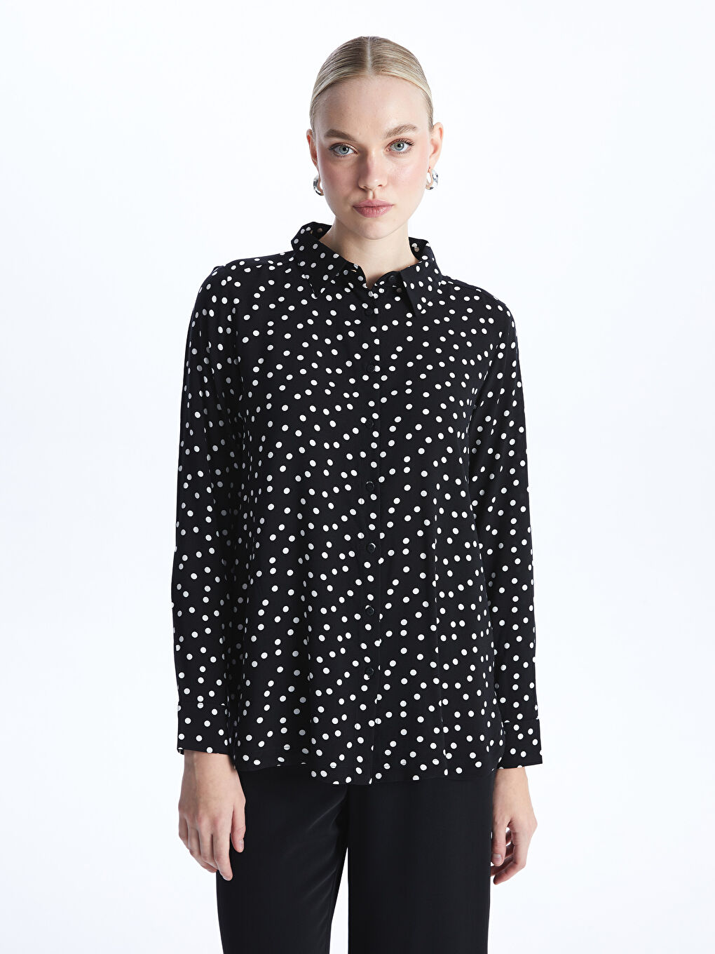 LCWAIKIKI Classic Polka Dot Long Sleeve Women's Shirt -S47135Z8-LQJ