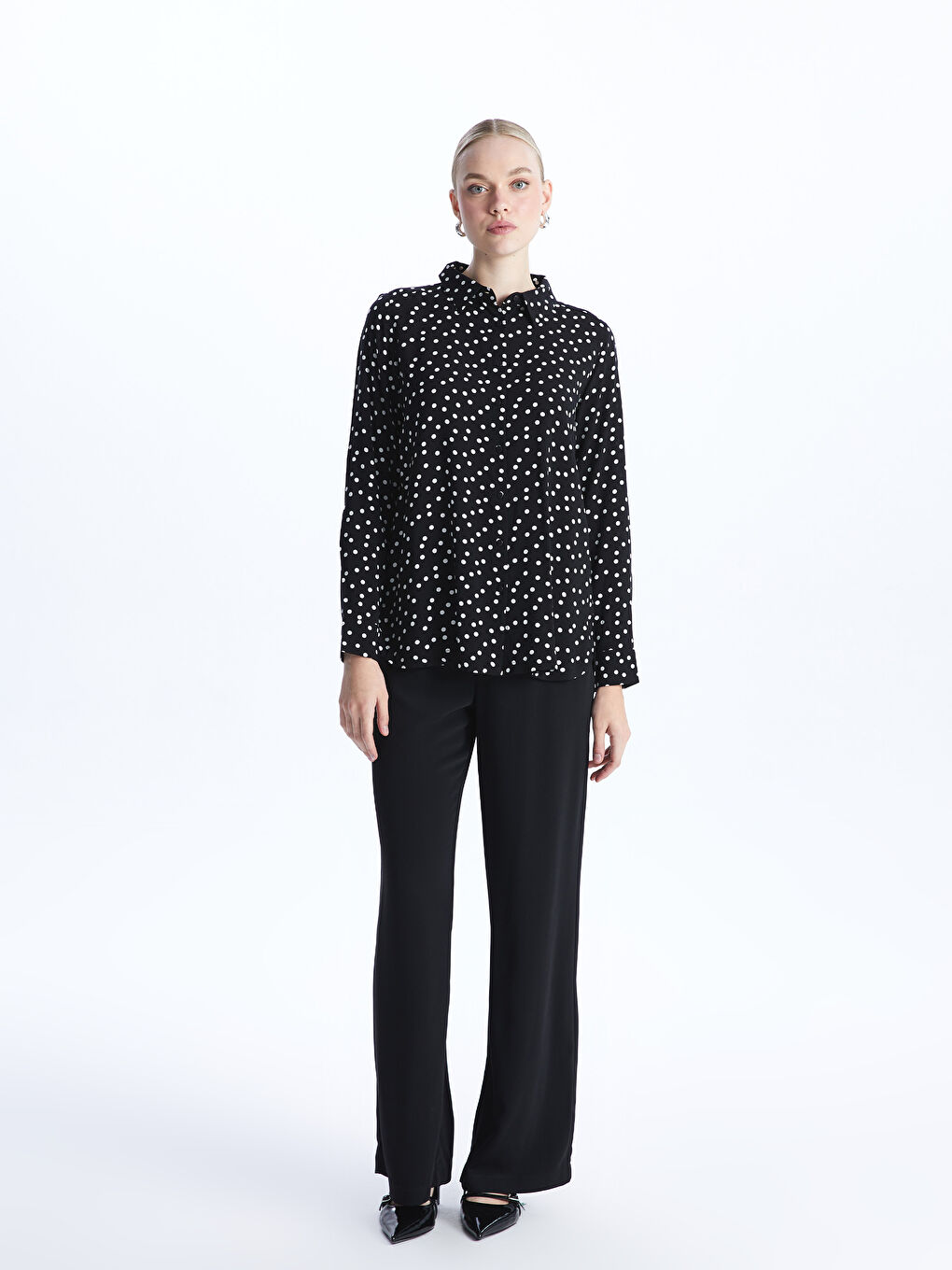 LCWAIKIKI Classic Polka Dot Long Sleeve Women's Shirt -S47135Z8-LQJ