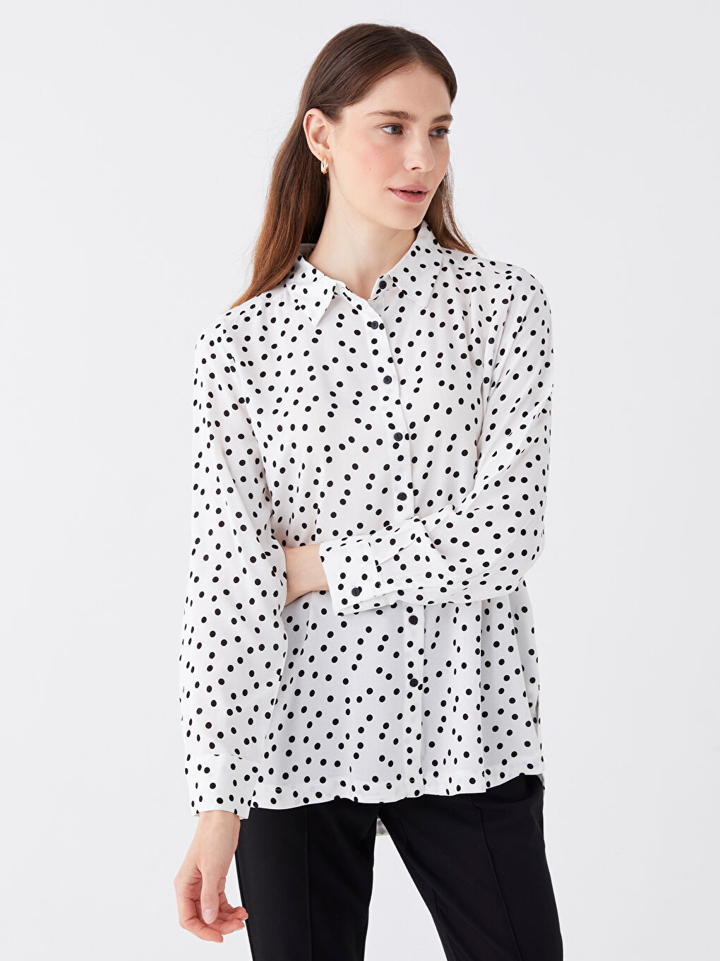 Chemise à Pois à Manches Longues pour Femmes