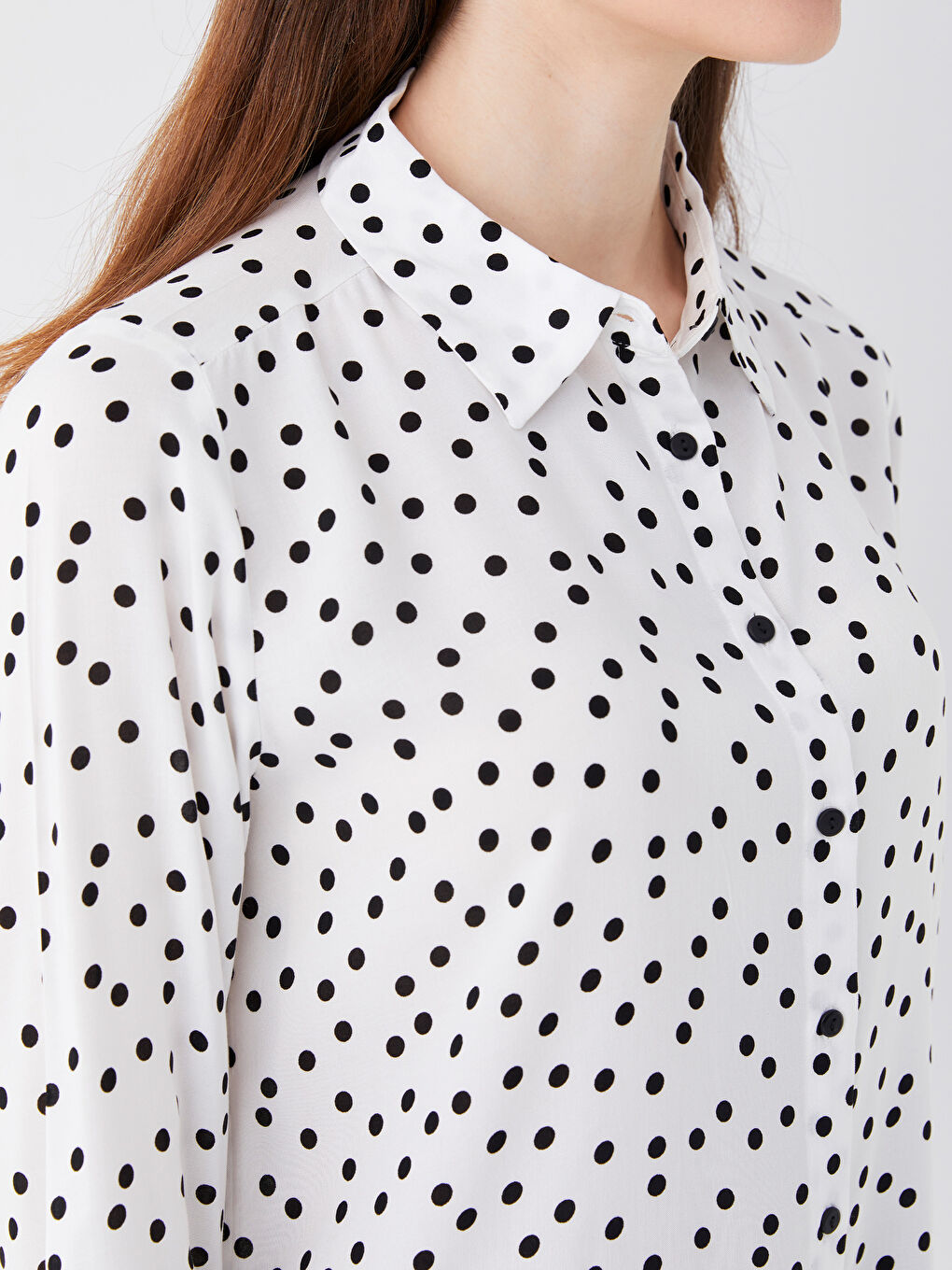 Chemise à Pois à Manches Longues pour Femmes-3