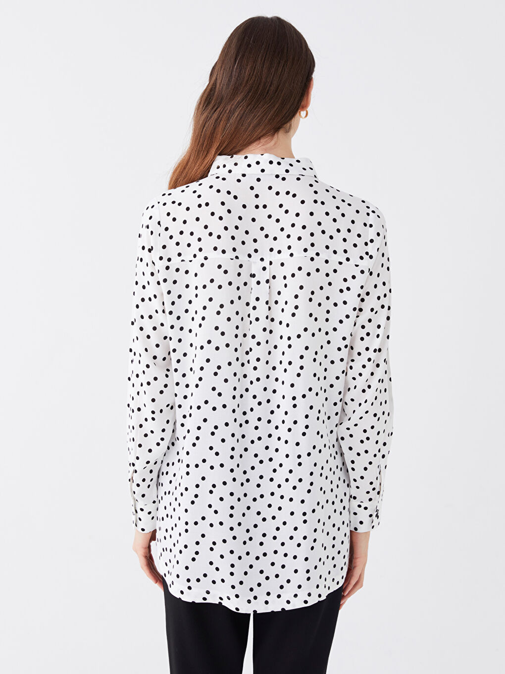 Chemise à Pois à Manches Longues pour Femmes-4