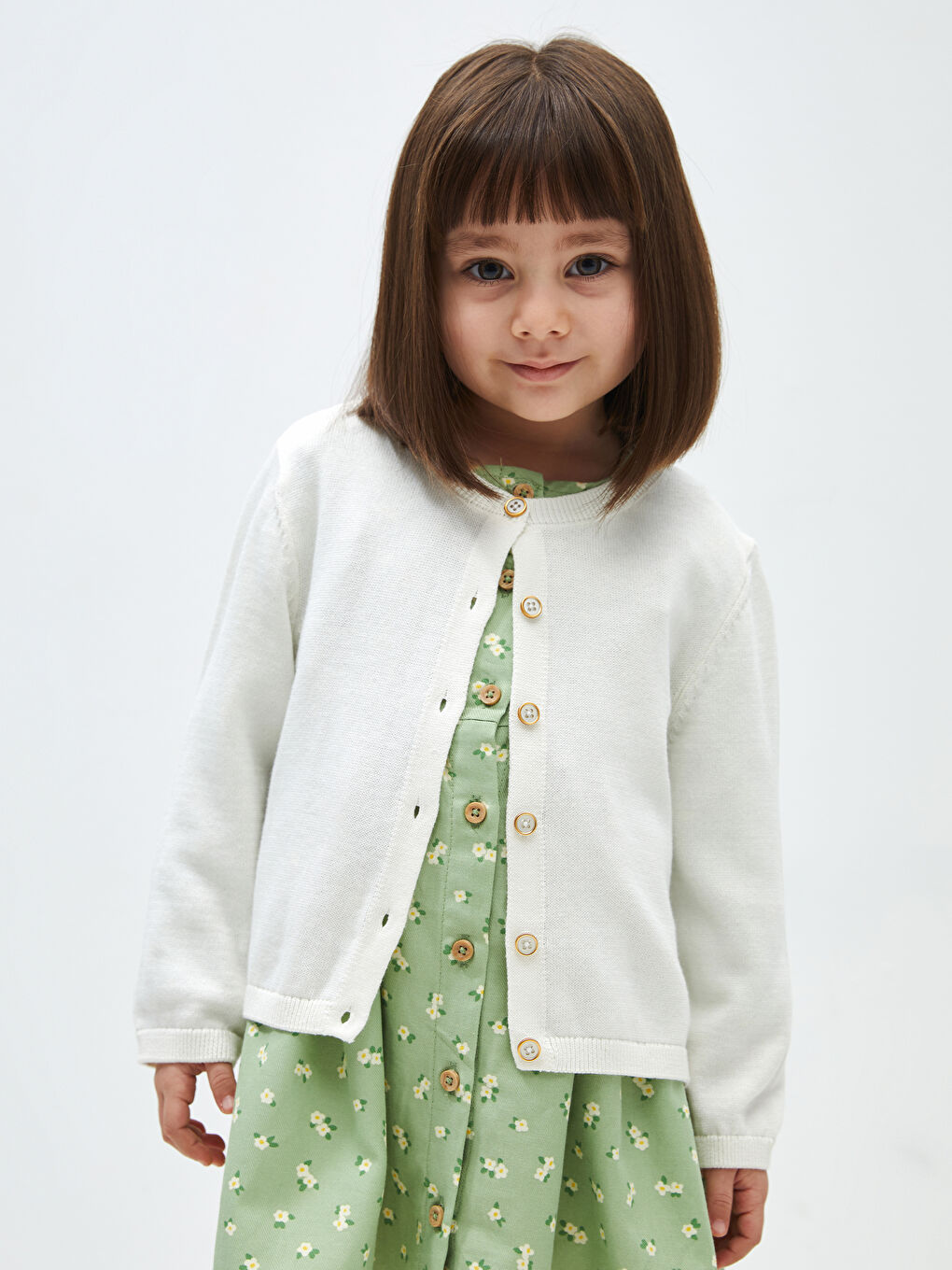 Crew Neck Long Sleeve Basic Baby Girls' Cardigan -S47136Z1-FDU