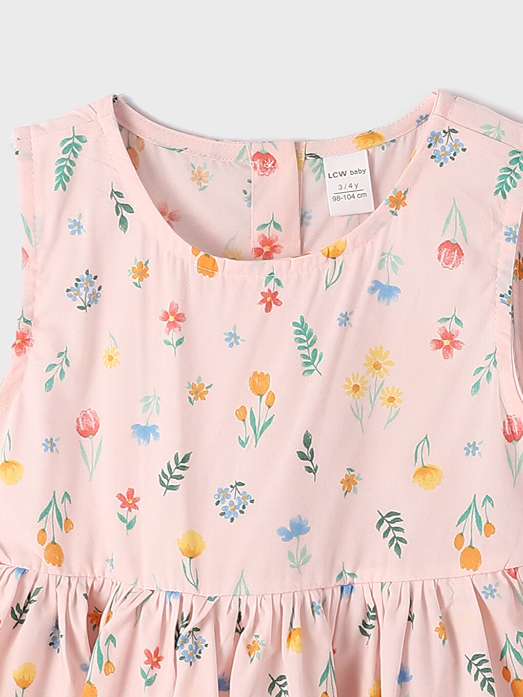فستان للبنات الرضع بدون أكمام ياقة دائرية مُزهر-2
