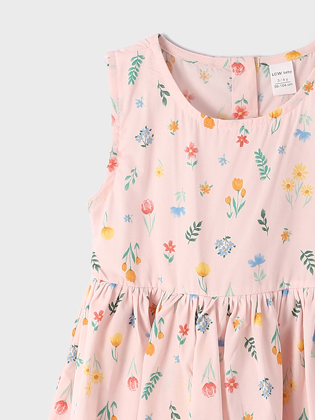 فستان للبنات الرضع بدون أكمام ياقة دائرية مُزهر-3