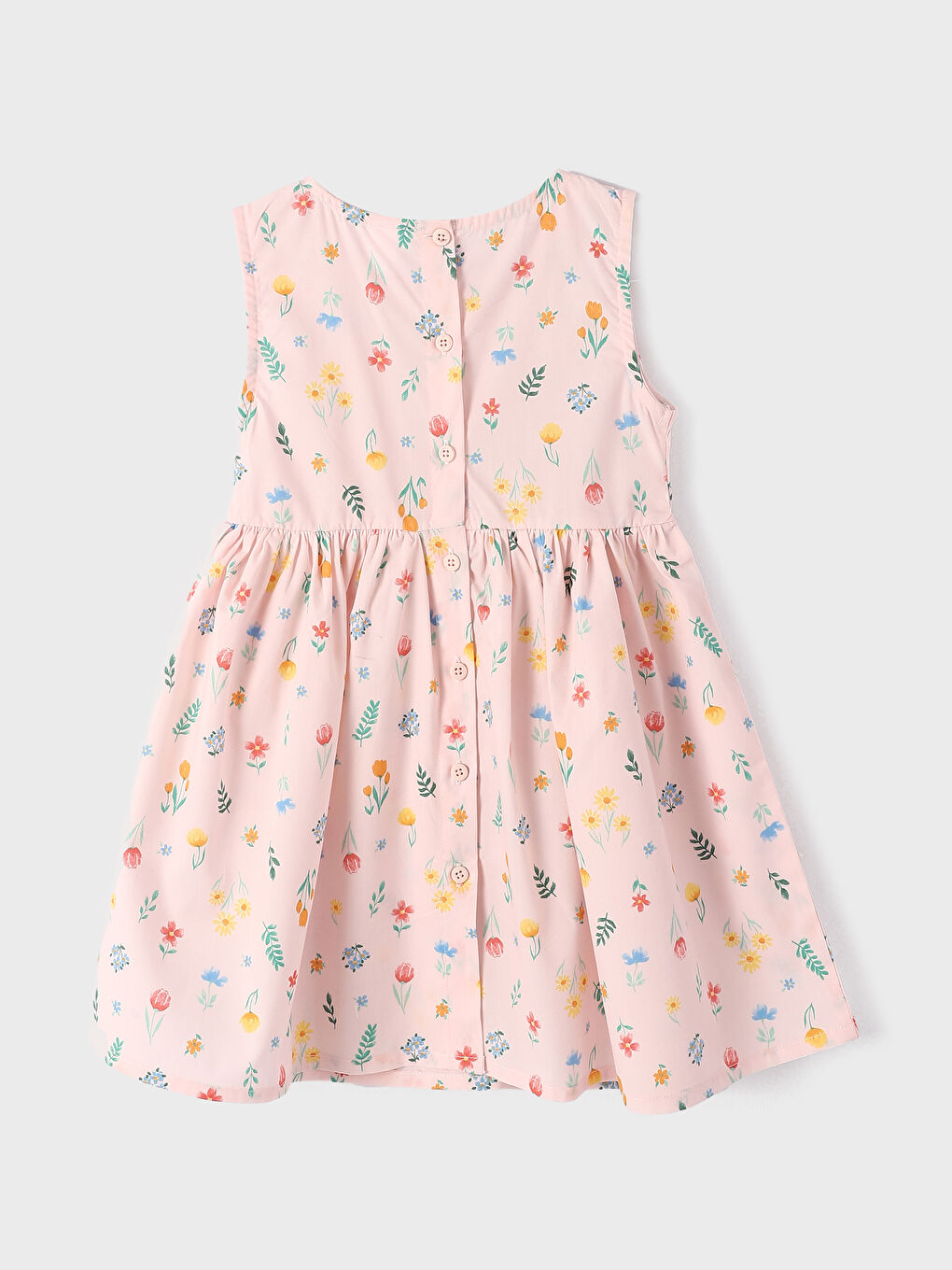 فستان للبنات الرضع بدون أكمام ياقة دائرية مُزهر-1