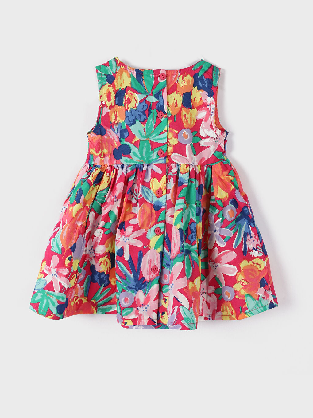 Crew Neck Sleeveless Patterned Baby Girls' Dress-2