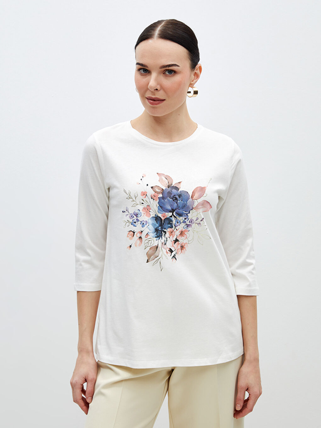 Crew Neck Printed Women's T-shirt -S47149Z8-EEW