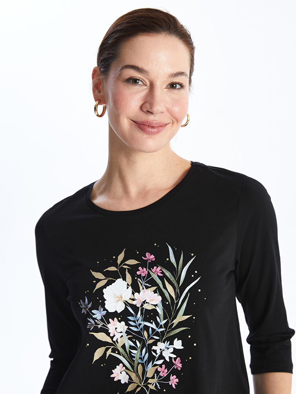 Crew Neck Printed Women's T-shirt -S47149Z8-HUC